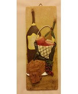3D Wall Art Decor Ceramic / Resin Plaque,  Wine Bottles, Grapes &amp; glasses - $11.87