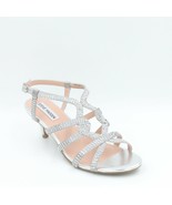 Steve Madden Amour Girls Slingback Sandals Size US 5 Silver White Rhines... - $13.92