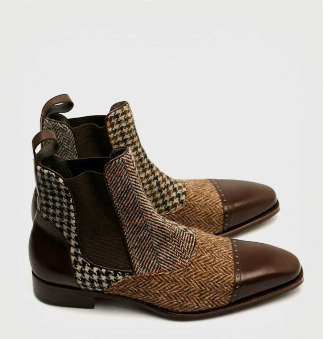 tweed chelsea boots