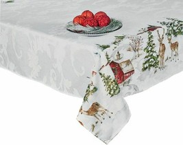 Printed Fabric Tablecloth 52"x70" Oblong(4-6 People)Christmas,Country Holiday,Bm - $24.74