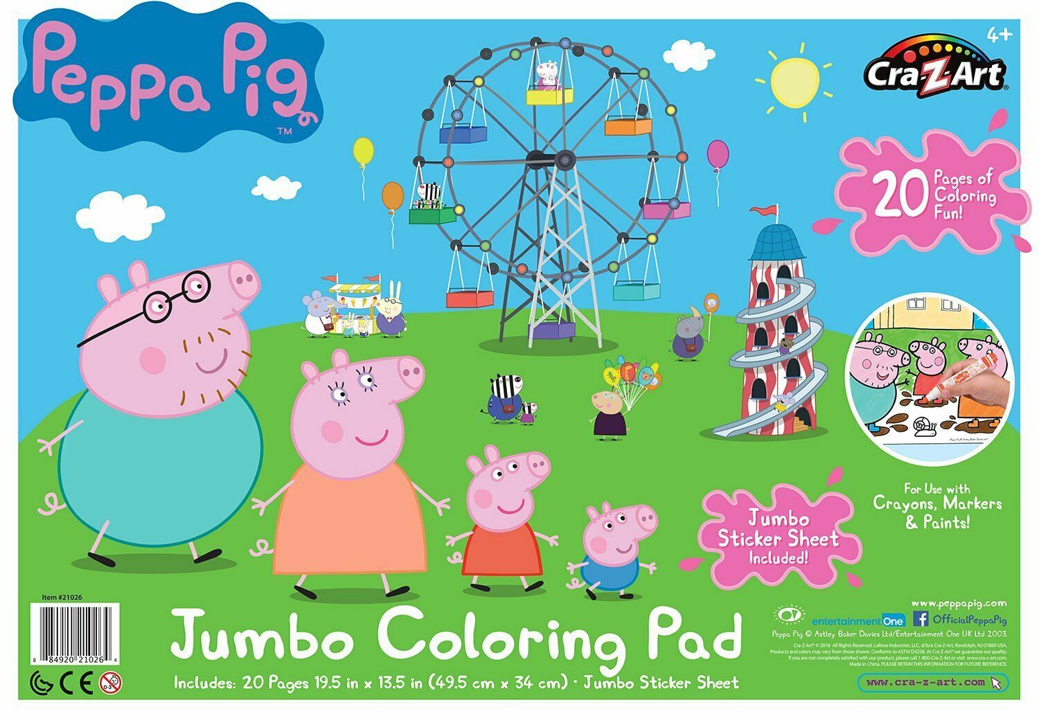 CraZArt Peppa Pig Jumbo Coloring Pad ChildrensDrawingPads &Books