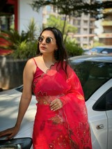 Pure Organza Digital Print Sari Handwork Saree Party Wear Women Wear Ind... - $43.99