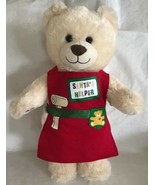 Build A Bear Red Christmas Santa&#39;s  Helper Apron &amp; Plush Ivory Teddy Bea... - $19.99