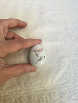 Limoges France White Bell Flower Miniature Egg Trinket Pill Box Gold Trim - $17.33