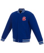 MLB Atlanta Braves Reversible Wool Jacket  Front Vintage Logos JH Royal - $139.99