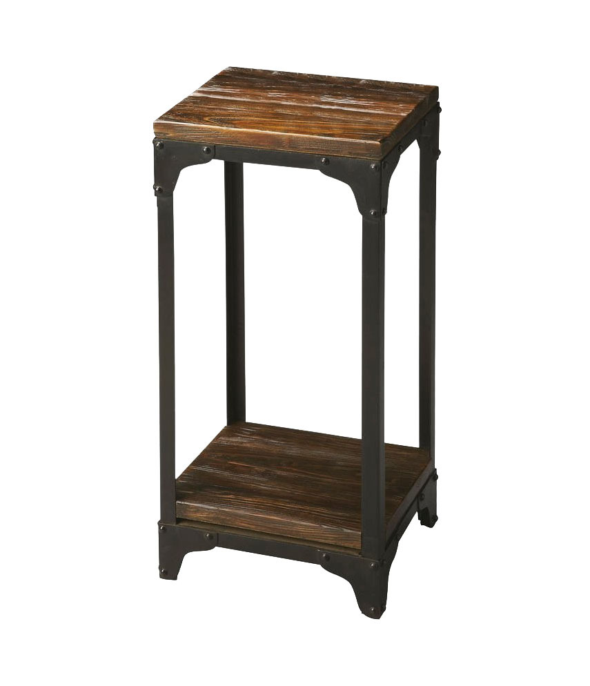 Butler Gandolph Rectangular Wood & Iron Pedestal Stand, Brown - $279.00