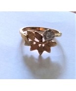 14K YELLOW GOLD DIAMOND SOLITAIRE ROUND LEAF RING, SIZE 5, 0.14(TCW), 2.... - $199.99