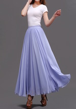 AQUA BLUE Long Chiffon Skirt High Waisted Plus Size Wedding Chiffon Skirt image 13