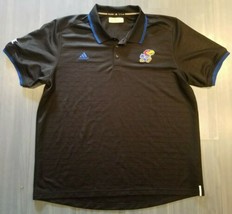 Kansas Jayhawks 2XL XXL NCAA Adidas Men's Black Team Climalite Polo Shirt 2013 - $28.05