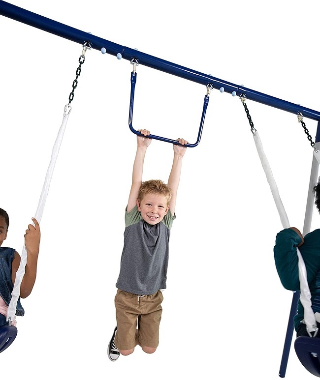 Metal Swing Set Slide trapeze Playground Backyard Heavy Duty Kids