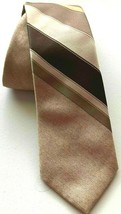 Oleg Cassini Necktie Brown Striped Vintage Made in USA Mens  - $10.95