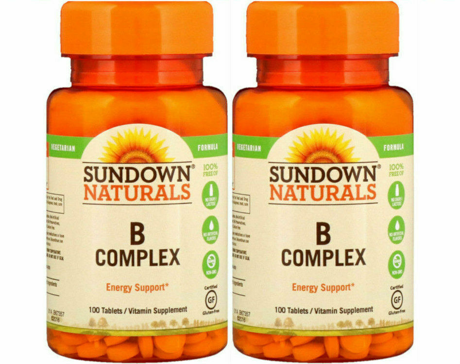 Sundown Naturals B Complex Tablets 100 Tablets, Pack Of 2, Supports ...