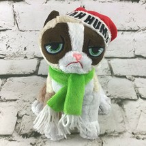 Cat Grumpy Bah Humbug Christmas Plush Kitty in Santa Hat Holiday - $13.35