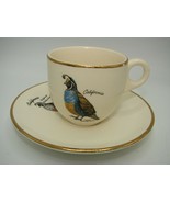Authentic California Valley Quail Epresso and Saucer Set  Ivory w/Gold Trim - $10.88
