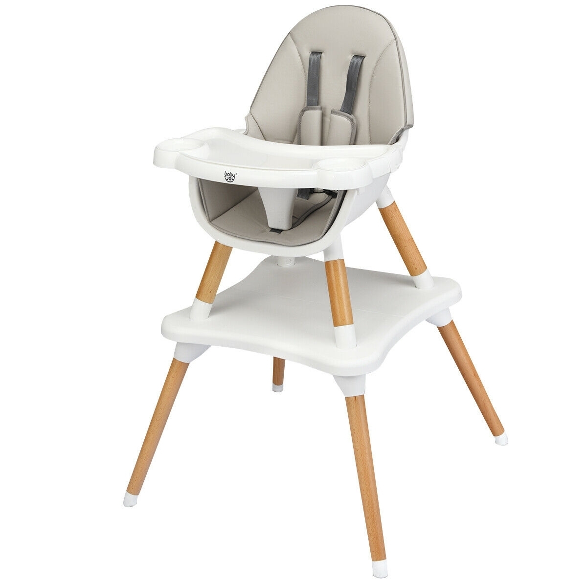 4in1 Baby Wooden Convertible High Chair Gray High Chairs