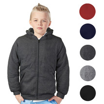 Boys Kids Toddler Athletic Soft Sherpa Lined Fleece Zip Up Hoodie Sweater Jacket