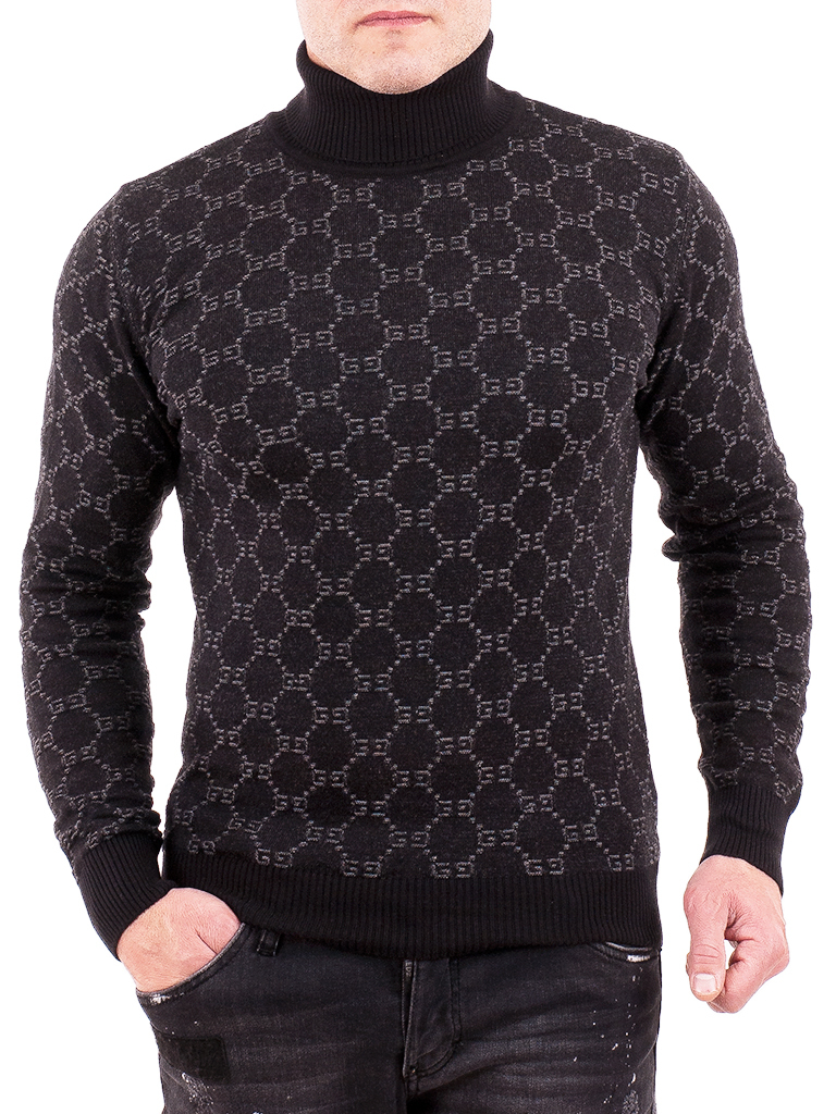 Mens Black Cotton Turtleneck Gucci Sweater Sweaters