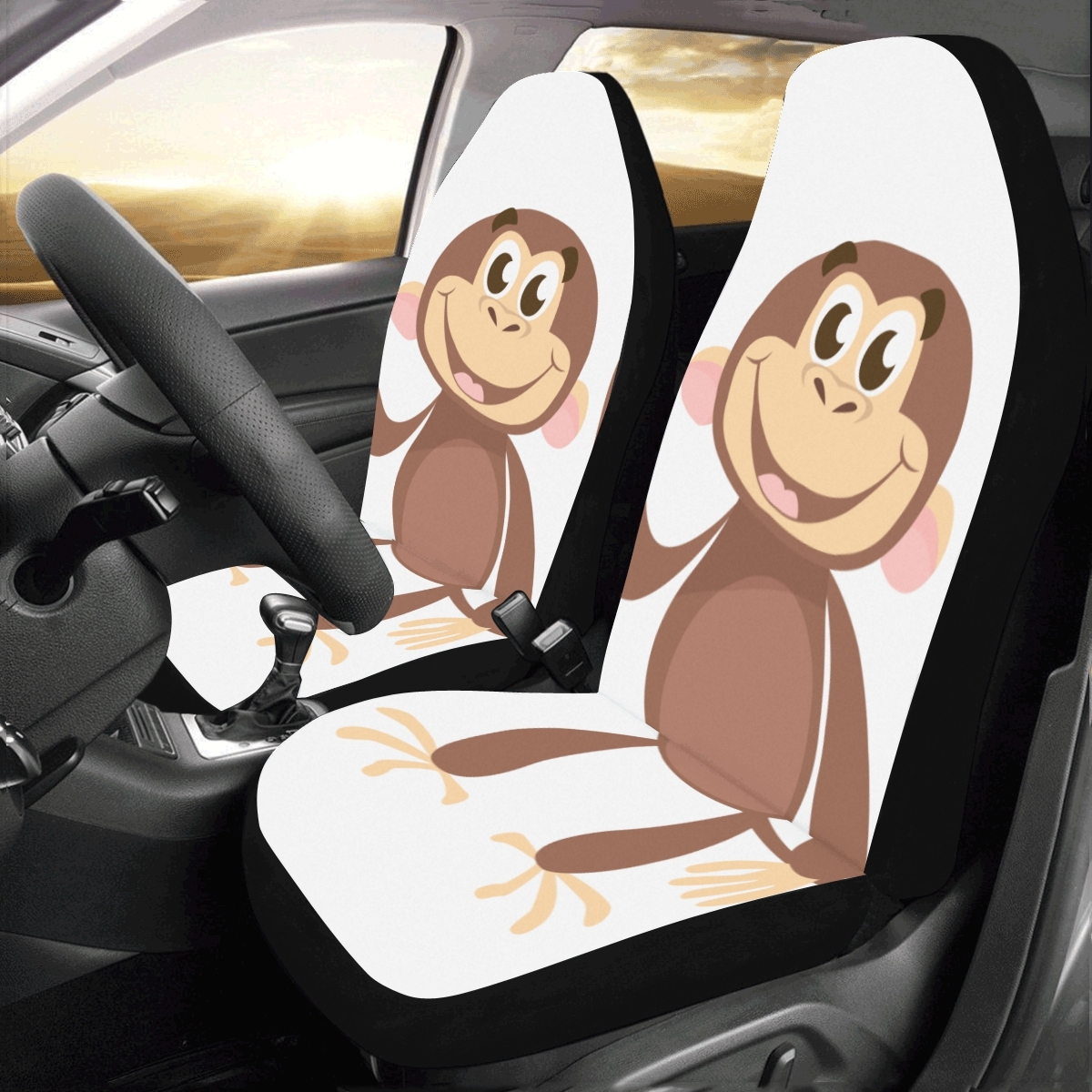 Lucky Happy Little Monkey Cartoon Universal Fit Auto Drive Car Seat