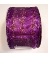 Purple glitter design wired edge craft ribbon, 2.5&quot;x25 feet spool - $9.00