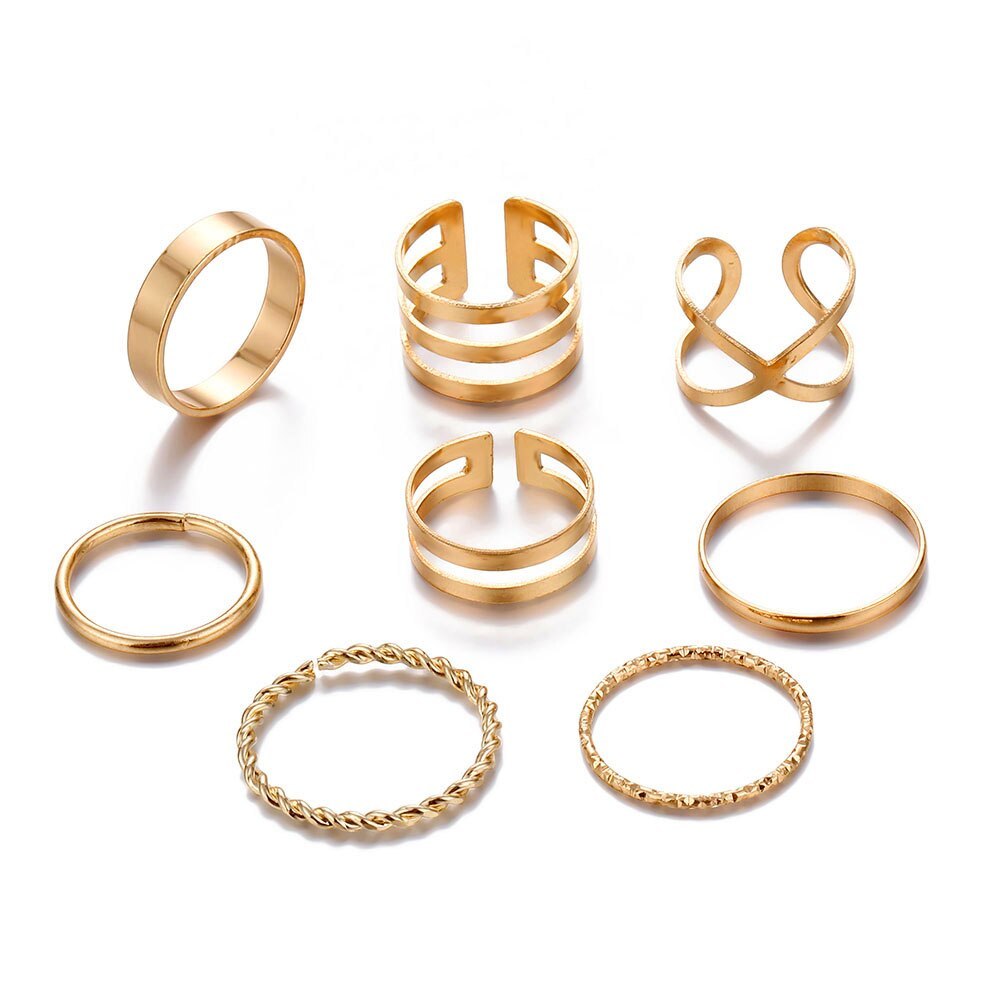 11 Design Vintage Twist Gold Sliver Rings Set For Fashion Women Round Finger Rin