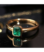 3Ct Emerald Simulated Emerald Bezel Set Engagement Ring 14K Rose Gold Pl... - $138.59