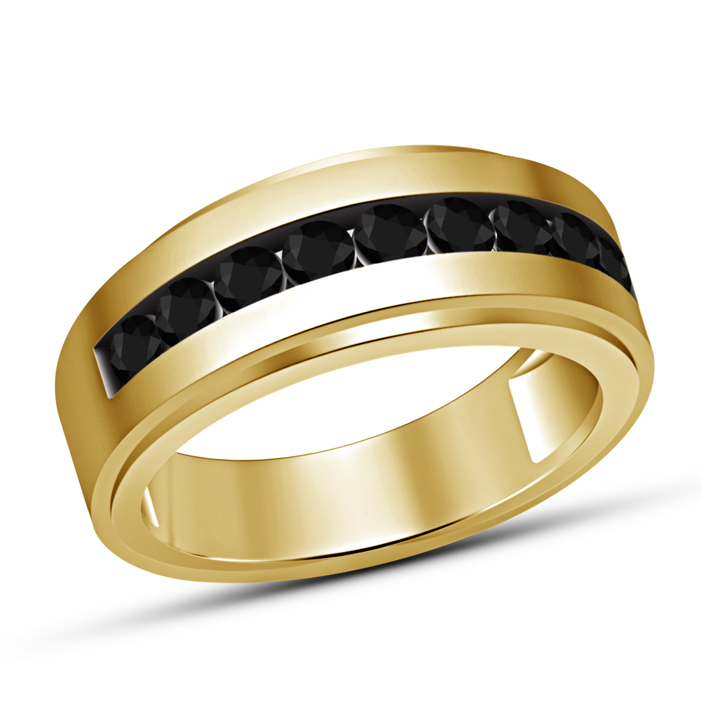 14K White Gold Finish Men's Princess & Round Cut VVS1 Diamond Wedding Band Ring