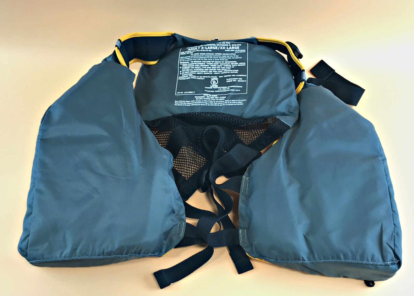 MTI DIO ADULT PADDED WATER SAFETY VEST MANGO/GREY, XLARGE/XXLARGE 