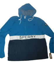 Sperry men's Nautical Blue 1/2 zip Windbreaker Hoodie Jacket size Large rt $210 - $98.59