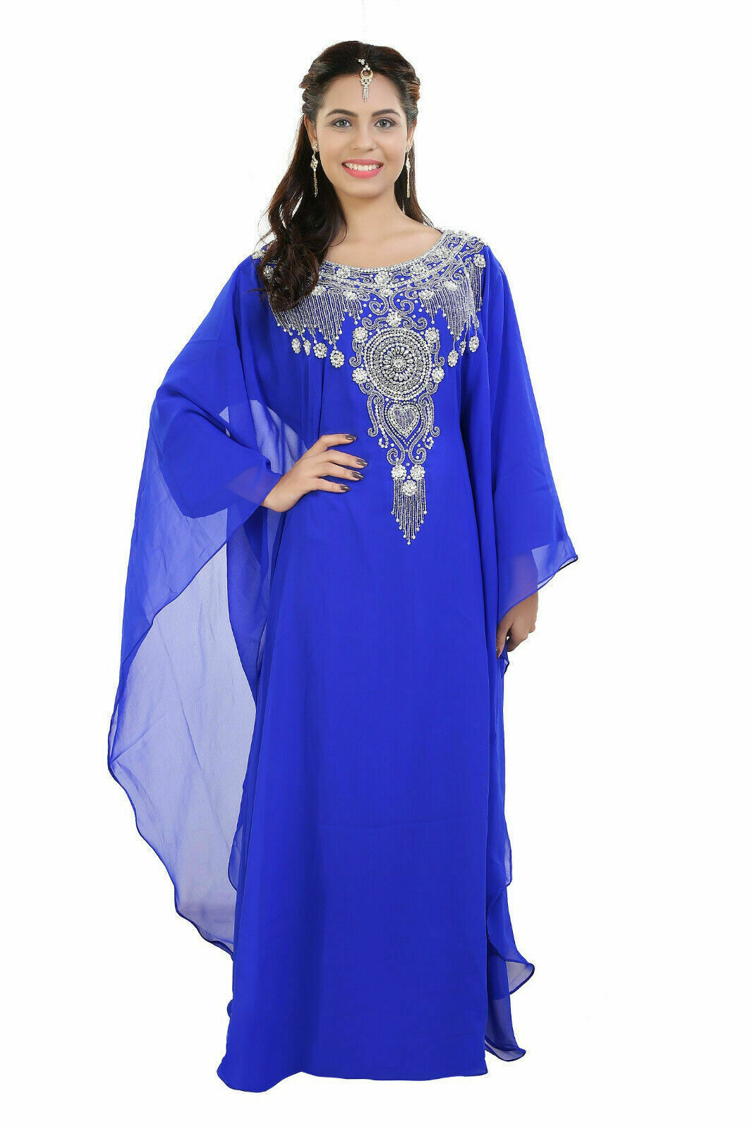 Modern Kaftan Farasha Abaya Hijab Long Sleeve Zari Work Embroidery ...