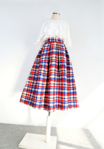 Women  Plaid Pleated Skirt High Waist Winter Wool Pleated Skirt Plus Size image 9