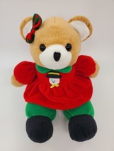 10&quot; First Impressions Girl Bear Christmas Baby Lovey &amp; Rattle Vintage Re... - $11.99