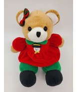 10&quot; First Impressions Girl Bear Christmas Baby Lovey &amp; Rattle Vintage Re... - $11.99