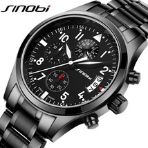 SINOBI Men Watch 100m Waterproof  Mens Watches Top Brand Luxury Steel Watch Chro - $30.92