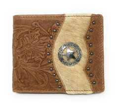 Mens Genuine Leather Cowhide Star Bifold Short Wallet in 2 Colors - $25.64