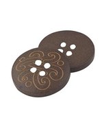 18 Pcs 20mm 4 Holes Wooden Buttons Vintage Brown Pattern Decorative Coat... - $16.84