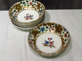Set 5 Royal Vienna Porcelain Coupe Cereal Bowls 6.25&quot; Gold Floral Fluted... - $63.36