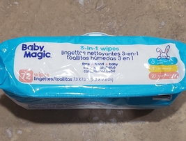 Baby Magic 3 in 1 72 Wipes, face, hand, baby wipes Free of Fragrance, Alcohal