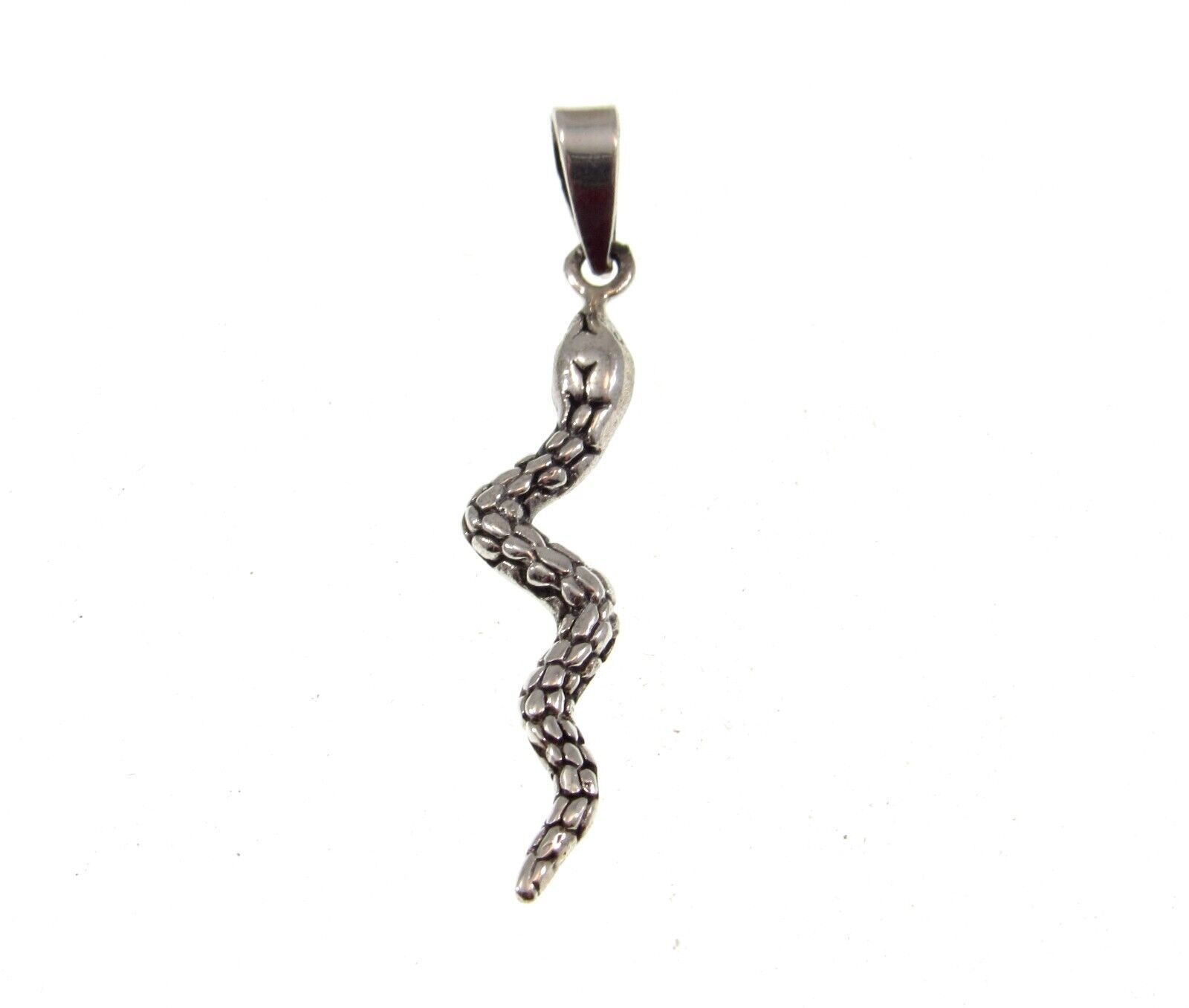 Handcrafted Solid 925 Sterling Silver Slithering Snake Pendant Charm