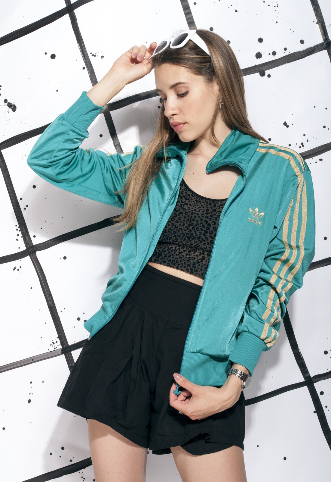 turquoise adidas track jacket