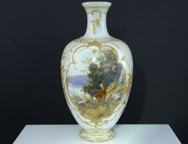 Antique KPM Vase with Hand Painted Deer in Forest Artist Signed Raised Gold - $1,611.25