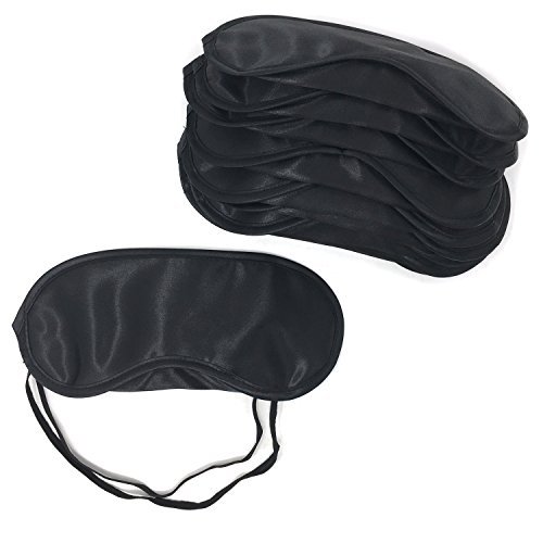 Honbay 10PCS Black Eye Masks Satin Blindfold with Nose Pad for Travel