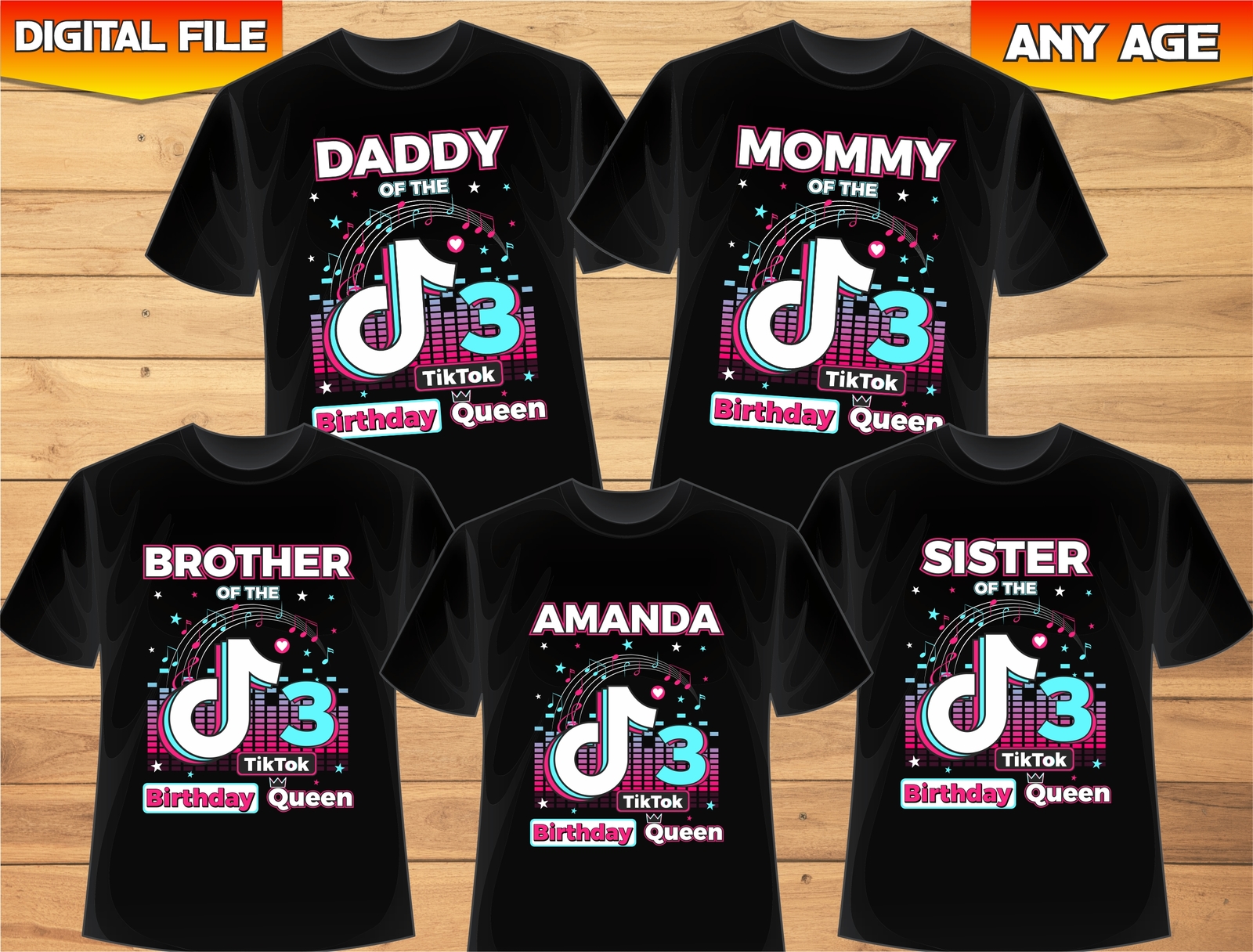 Tik Tok Iron On Transfer - Tik Tok Family Set T-Shirt Birthday Shirt ...