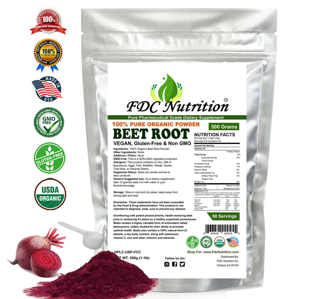1 lb. Certified Organic Raw Beet Root Powder NonGMO
