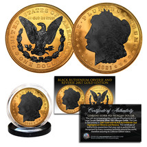 1921 Genuine AU Morgan Silver Dollar REVERSE Black Ruthenium &amp; 24K Gold ... - $74.76