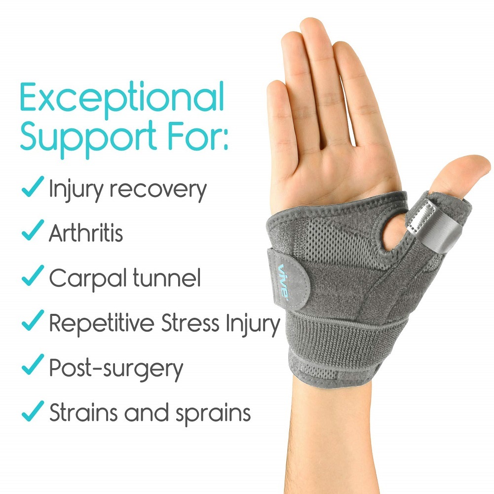 Vive Arthritis Thumb Splint - Thumb Spica Support Brace for Pain, Sprains (Gray)