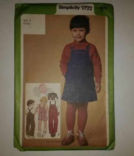 Simplicity 9722 Size 4 Overalls In Two Lengths Jumper - $11.64