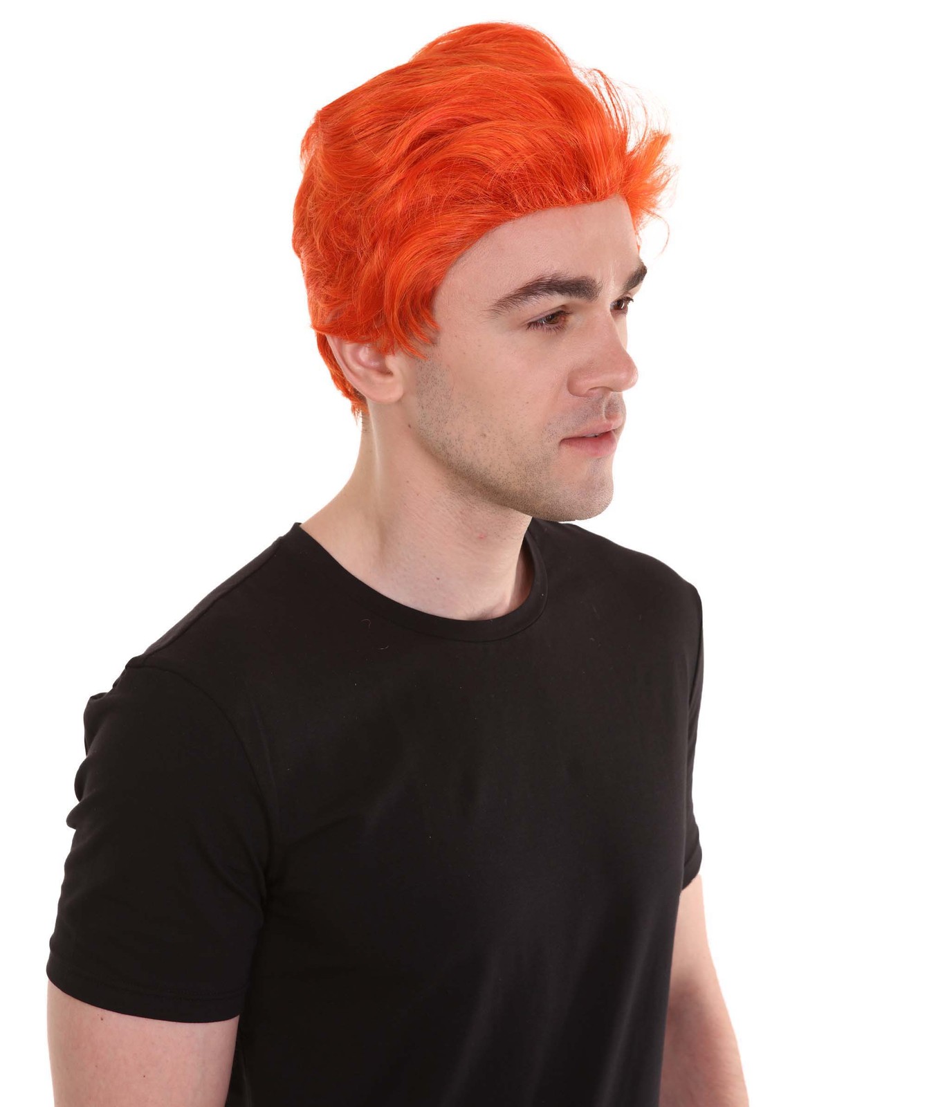 Men's Orange Anime Cosplay Short Wig All Back Cosplay Halloween Wig