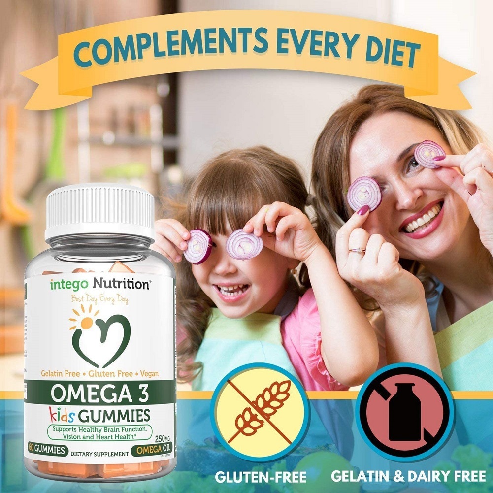 Kids Omega 3 Gummies with Flax Oil 250mg Omega Oil Chewable Dietary Supplement Dietary