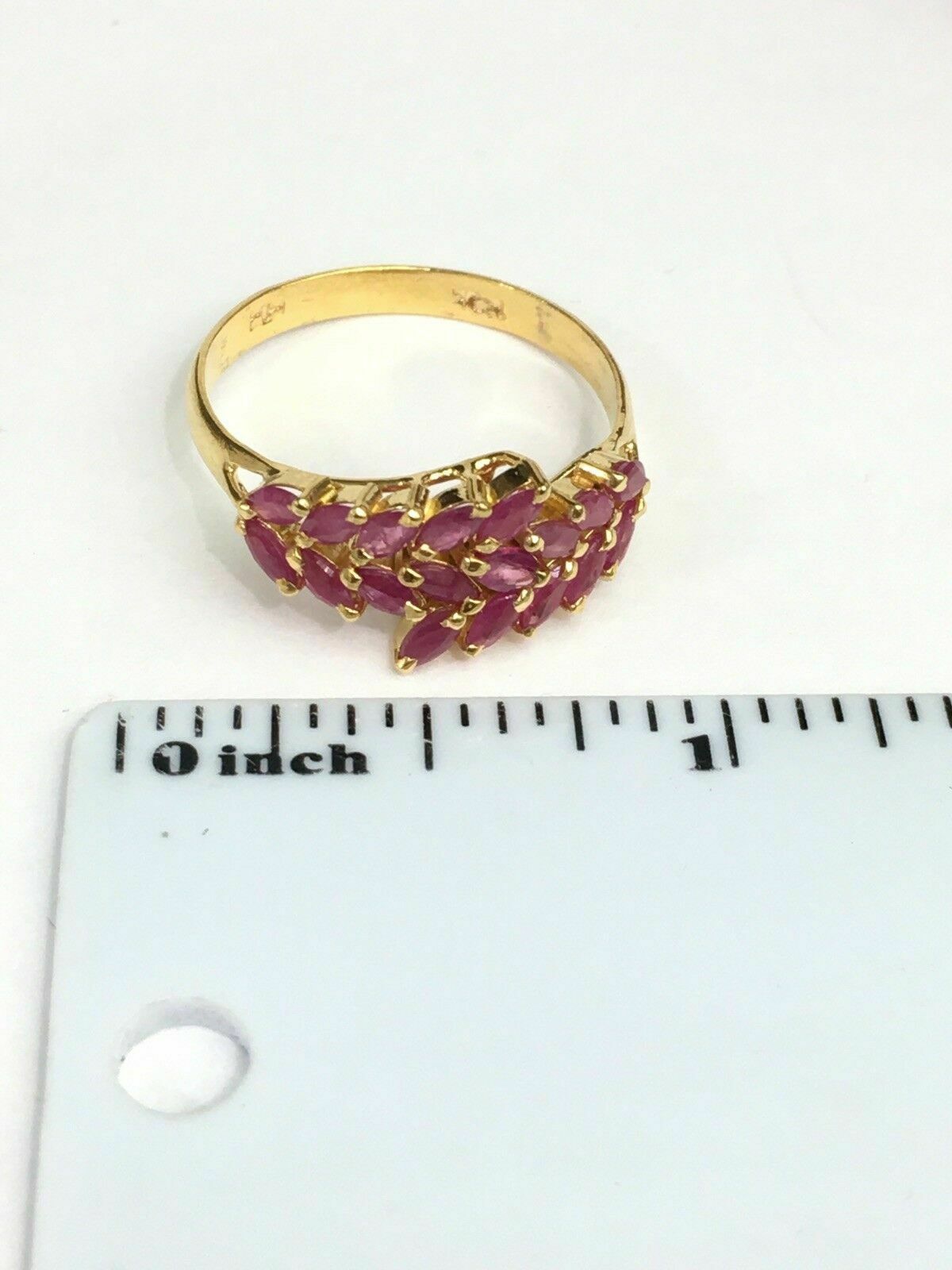 2ct Marquise Shape Ruby Cluster Ring for women's 14k Solid Yellow Gold