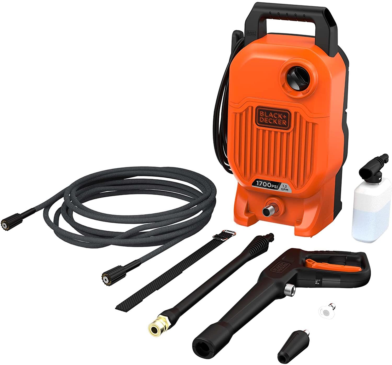 BLACK+DECKER Electric Pressure Washer, Cold Water, 1700 PSI, 1.2 GPM ...